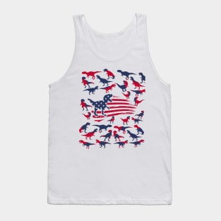 4th Of July Dinosaur Amerisaurus T Rex USA American Flag Tank Top